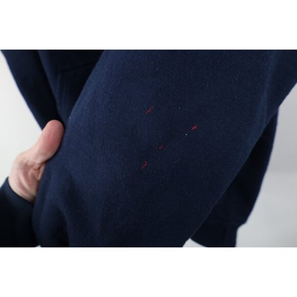 Vintage 90s Y2K Mens Large Distressed New York Yankees Baseball Hoodie Blue - Picture 8 of 14